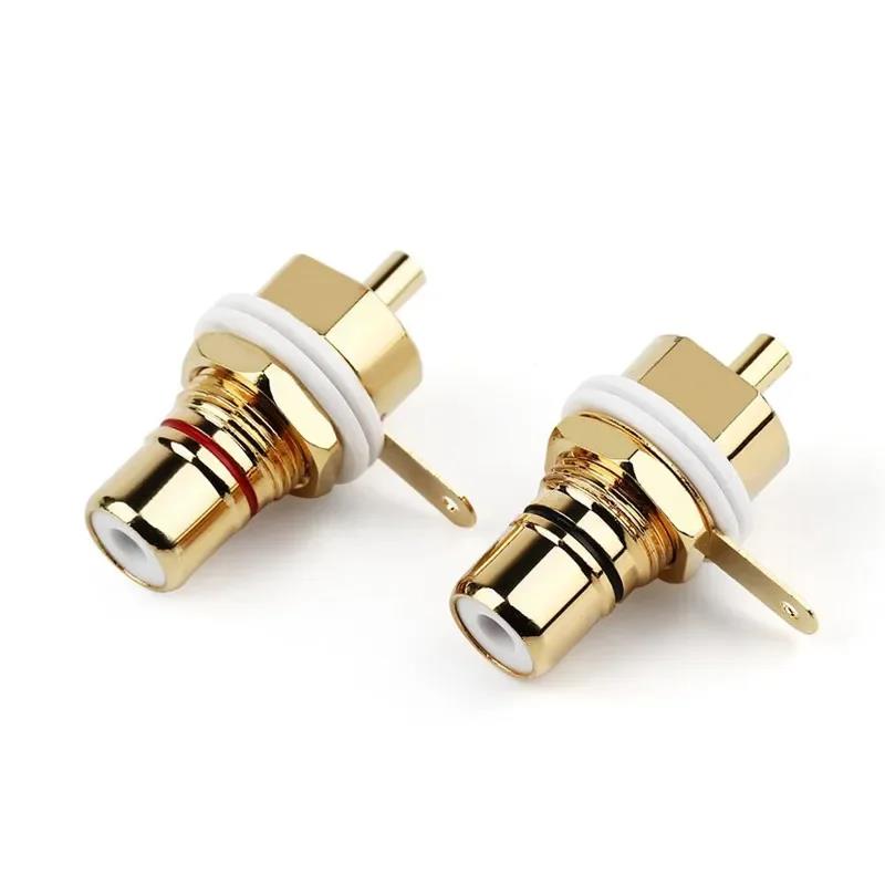 RCA Connector Female Socket Chassis Panel Mount CMC Connectors Audio Jack Red Black Cycle Nut AV Terminal Consumer Electronics. 