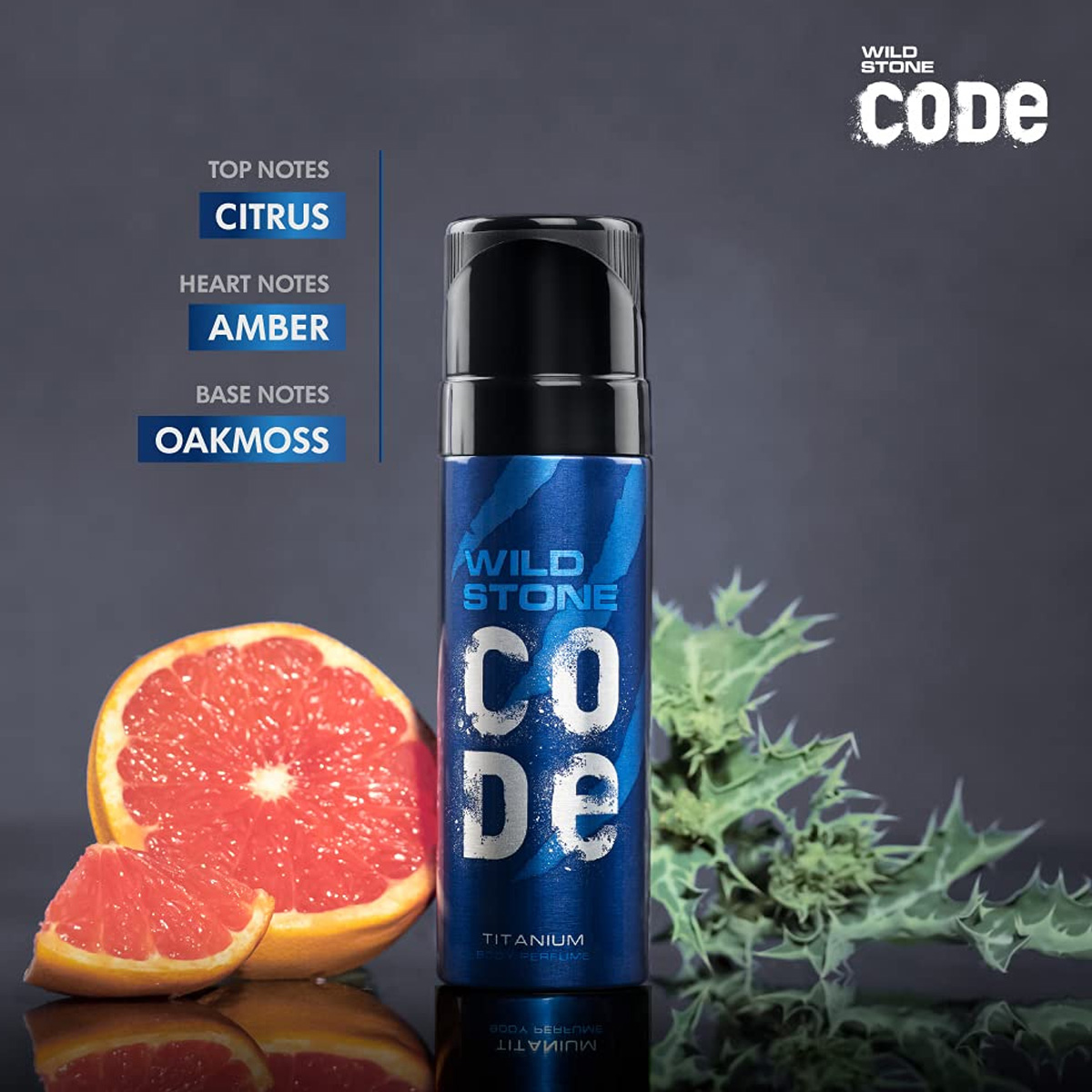 Wild Stone - Code Titanium No Gas Body Perfume For Men, Long Lasting Intense Fragrance - 120ml. 