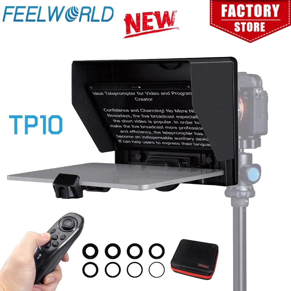 FEELWORLD TP10 Teleprompter for iPad Tablet DSLR Camera Smartphone APP Compatible with iOS/And /Android Case Included