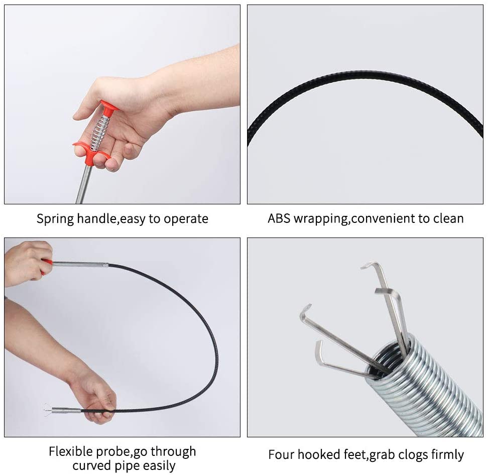 1 pice drain snack drain cleaner cleaner cleans cleaner clinning tools Spring Pipe Dredging Tools -5 feet. 