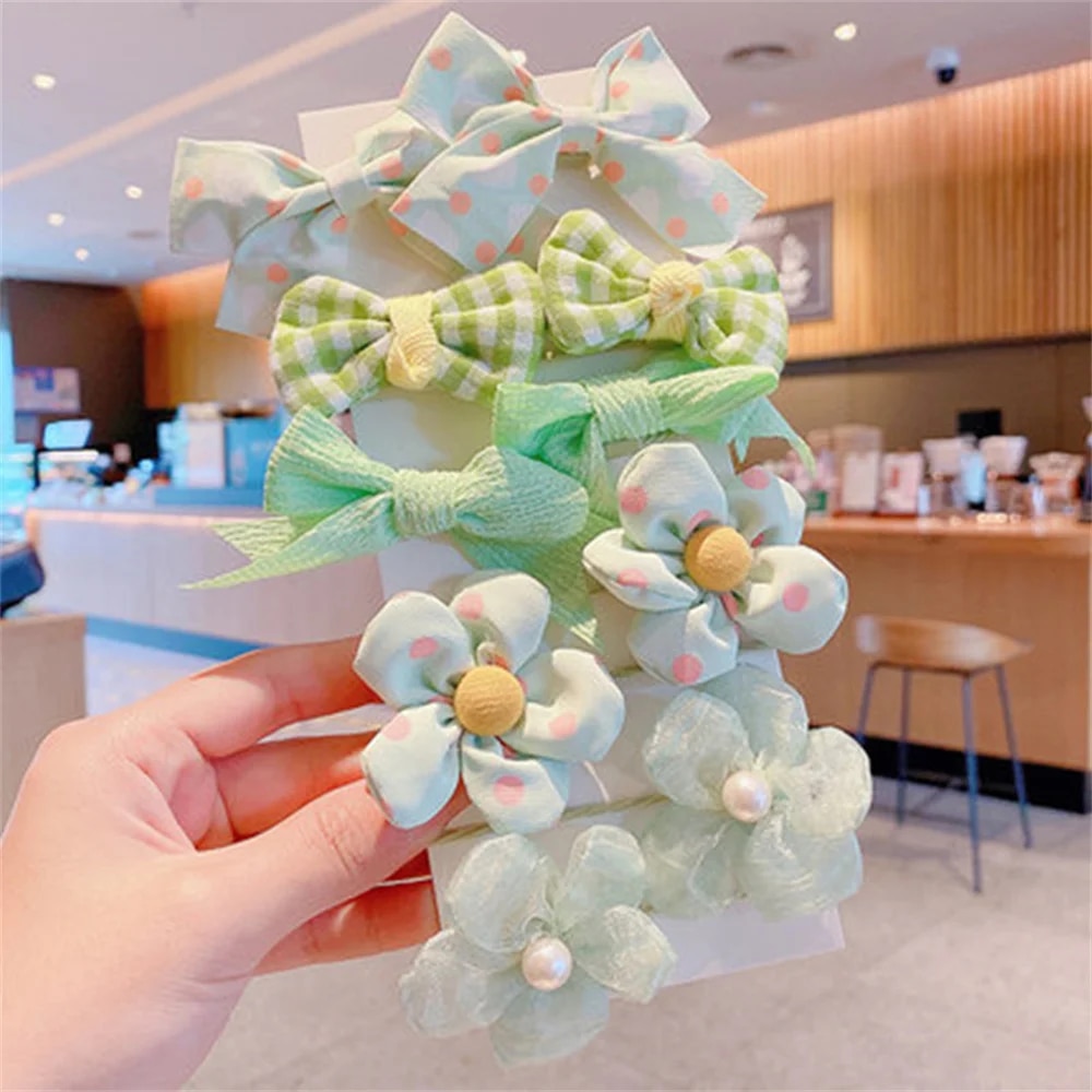 10pcs/Set Children Bowknot Flower Hair Rope Candy Color Bow Hairbands for Women Girls Ponytail Rubber Bands Scrunchies Xmas Gift. 