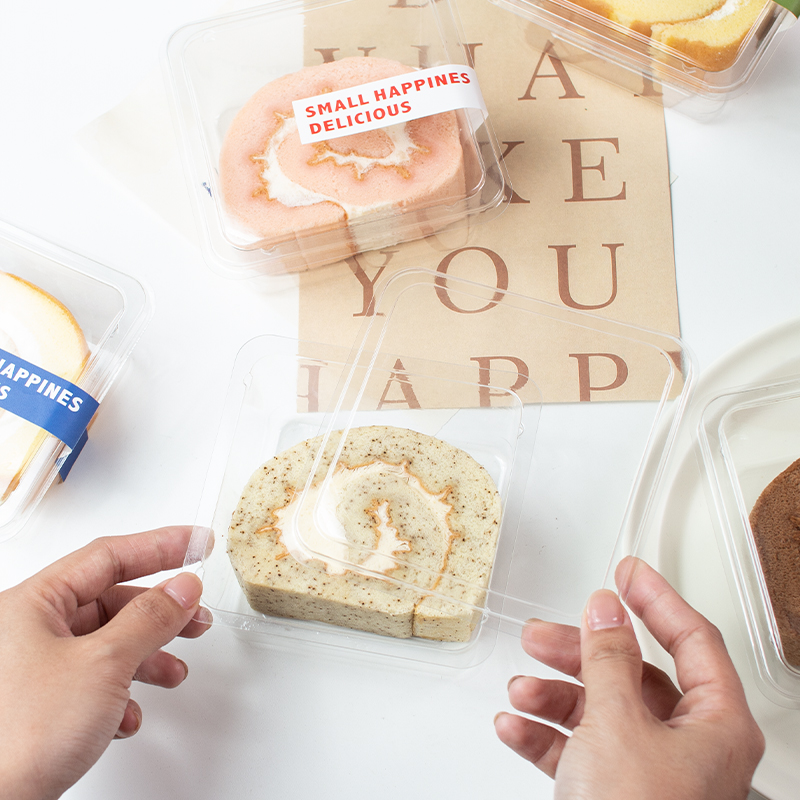 Cake Roll Packaging Box Single Baking Pastry Dessert Cutting Pieces Mousse Multi-Layer Swiss Roll Transparent Packaging Box. 
