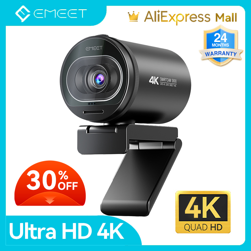 4K Webcam EMEET S600 Web Camera 1080P 60FPS Streaming USB Camera Autofocus Living Stream Camera With Mics for Tiktok/YouTube