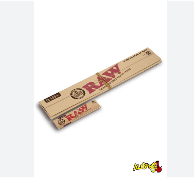 Raw Classic Natural Unrefined Rolling Paper King Size Slim With Tips 1 Piece. 