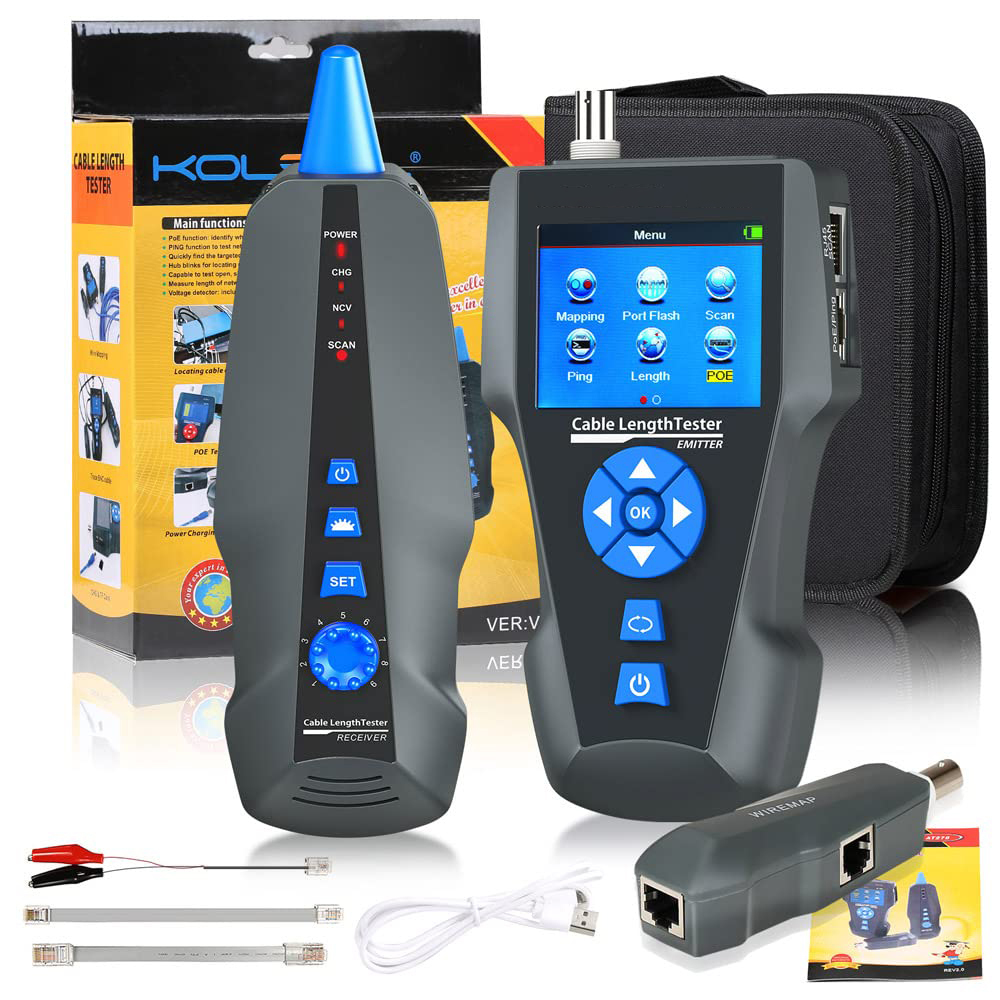NOYAFA NF-8601S Cable Tester with PoE/PING Function Lan Measure Tester Measure Length Wiremap Tester Network Cable Tracker. 