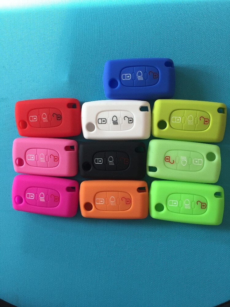 1pc soft silicone rubber car key cover case rotect 3 buttons fob For Citroen C2 C3 C4 Picasso Xsara C5 C6 C8 For Peugeot. 