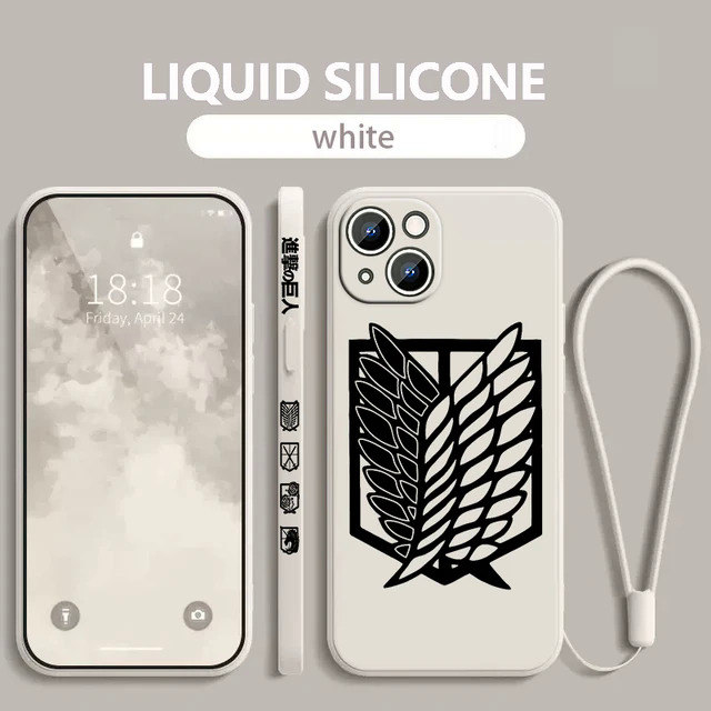 【Healer DingD】Anime Attack on Titan logo Apple iPhone Phone Case For 14 13 12 11 Pro Max Plus XS XR X 8 7 SE 2 3 Liquid Left Rope Cover. 