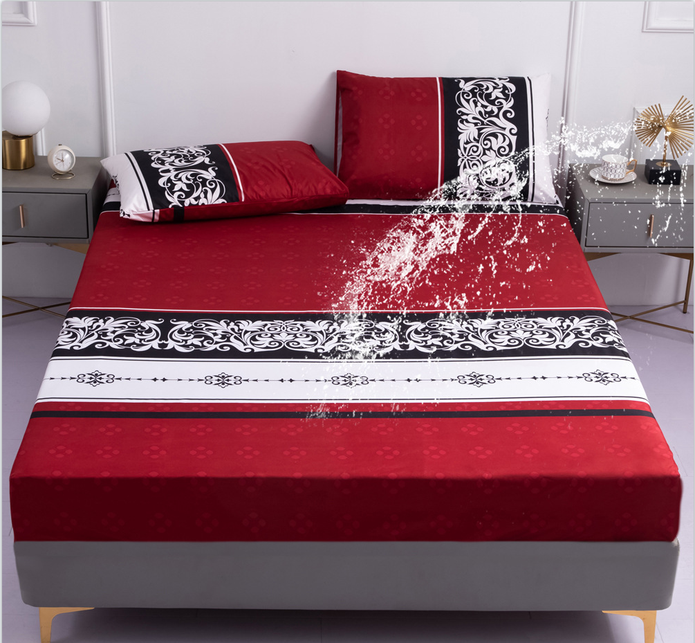 100% Waterproof Printed Bed Fitted Sheet Mattress Covers Four Corners With Elastic Band sheet for bed (Without Pillowcase)