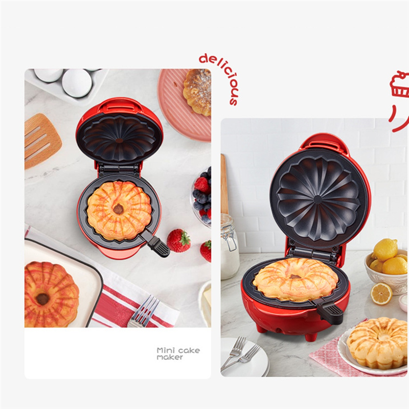 Mini Cake Maker Double-Sided Heating Portable Bundts Cake Maker Electric Cupcake Maker for Breakfast Snacks EU Plug. 