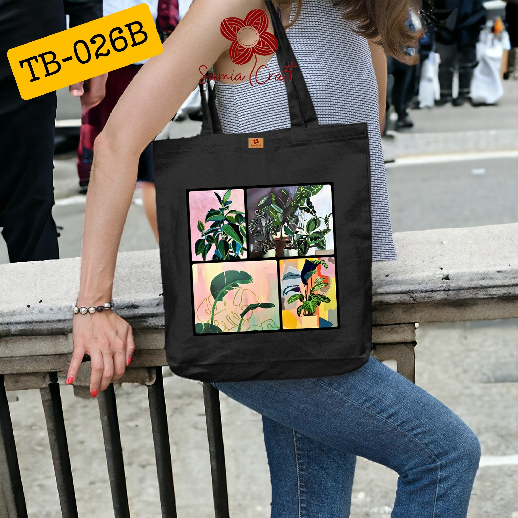 SamiaCrafts Versatile Canvas Tote Bag with Zipper for Women – Perfect for University, College, and Everyday Use