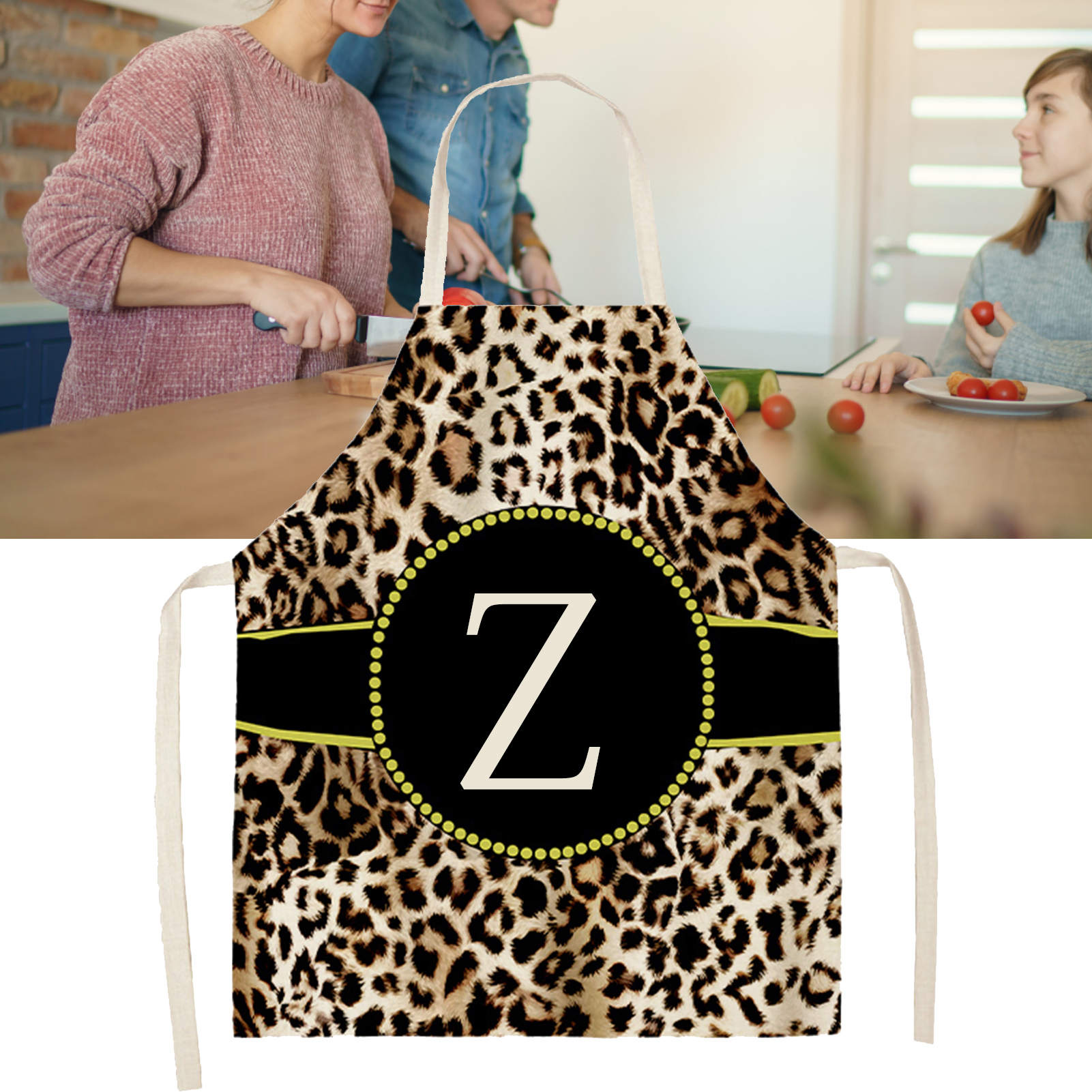Kitcn Apron Anti-fading Leopard English Letter Pattern Cf Apron. 
