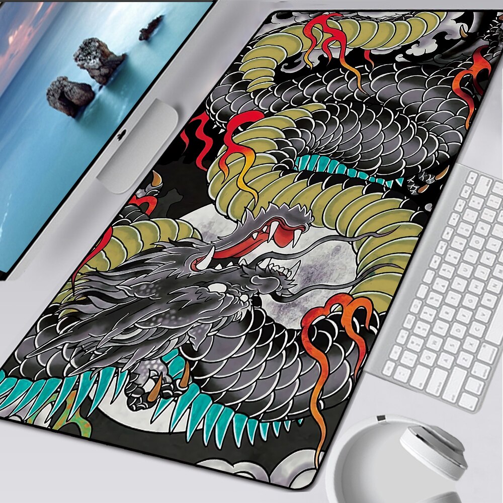 Japanese Dragon Large Mouse Pad Cool Gaming Lock Edge Mousepad Pad on The Table Mats Laptop Notebook Rubber Game Speed Playmat. 