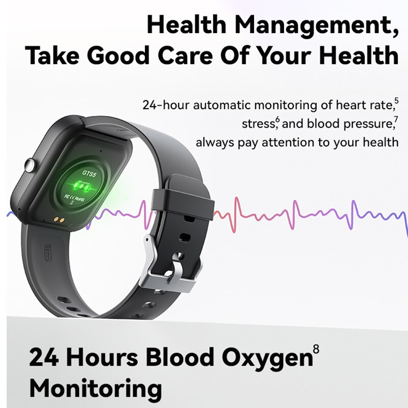 GTS5 Smart Watch Heart Rate Blood Oxygen Health Monitoring Sports Watch Bluetooth Talk Smart Watch. 