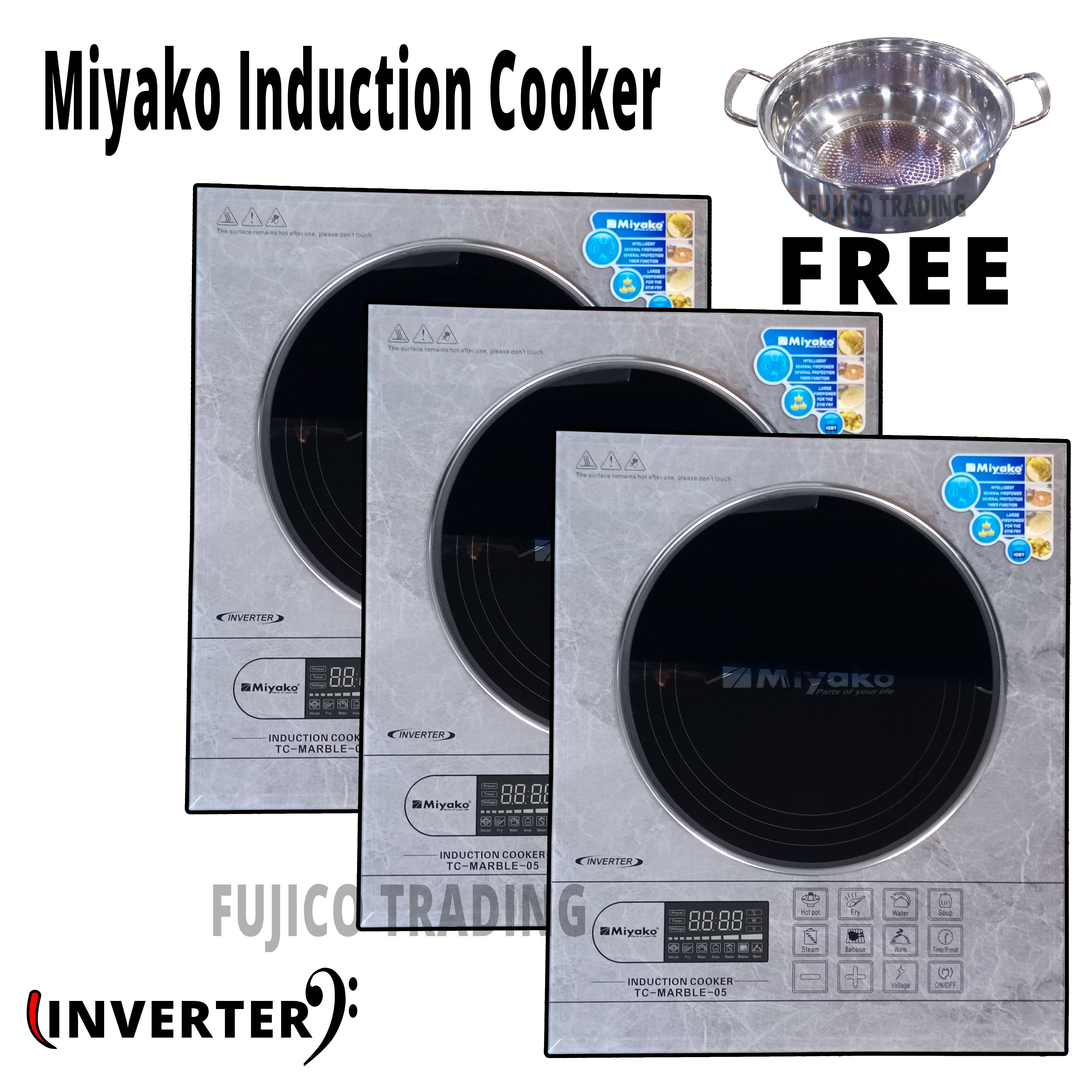 Miyako Induction Cooker TC- MARBLE-05-Inverter technology 8 Cooking Function & Press Control. 