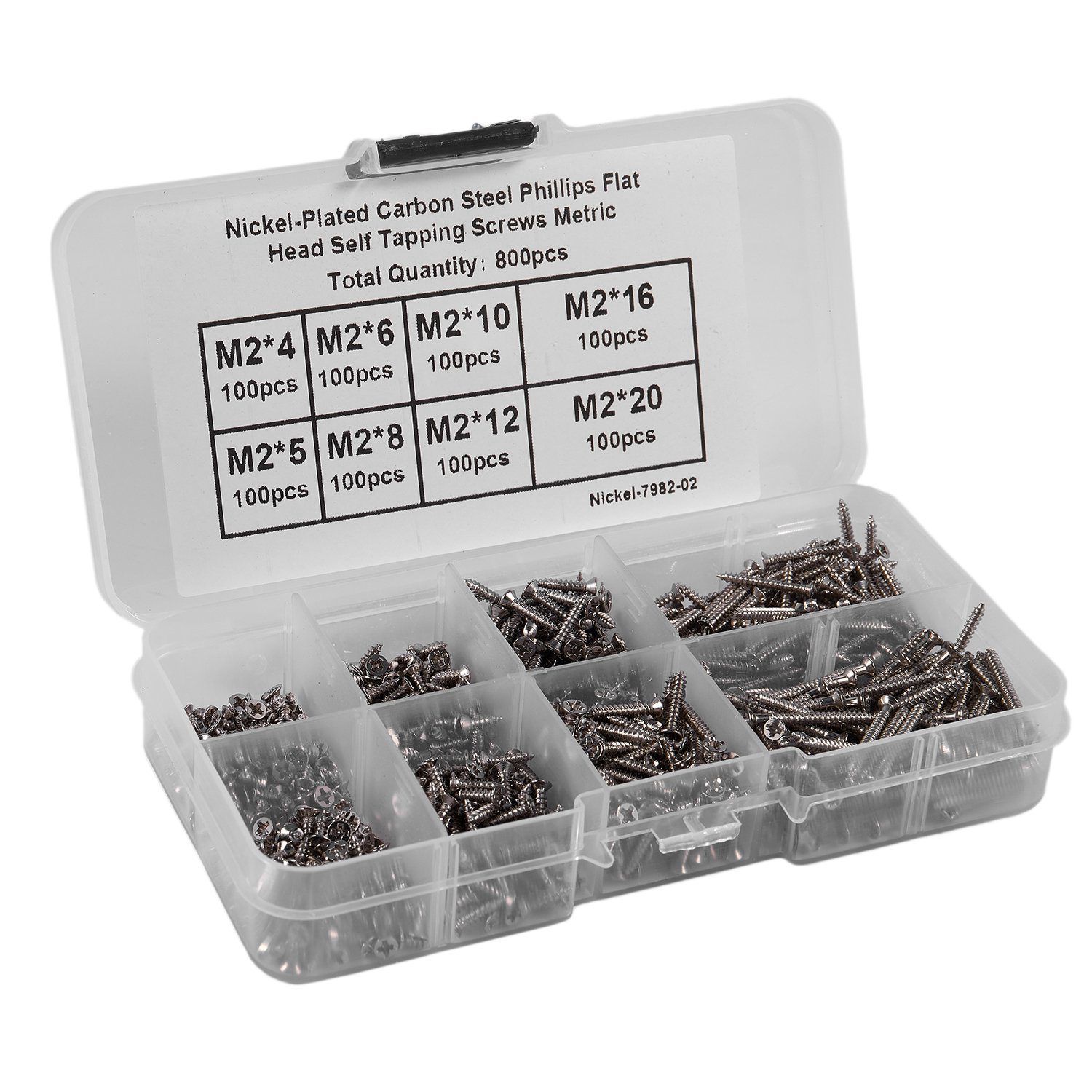 Durable 800Pcs Stainless Steel Self Tapping Screw Assortment Kit Lock Nut Wood Thread Nail Screw Sets M2. 