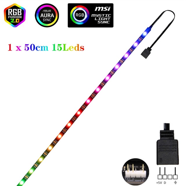 WS2812B RGB LED Strip 5V 3 Pin Addressable LED Headers PC for ASUS AURA SYNC   MSI Mystic Light Sync   GIGABYTE RGB Fusion 2.0