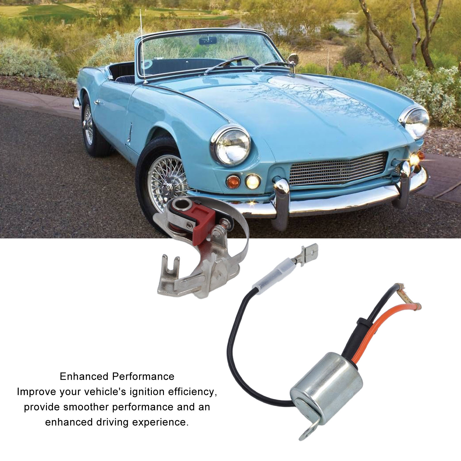 Distributor Points and Condenser Set Easy To Install Ignition Distributor Points and Condenser for Lucas Type 43D4 43D6 45D4 45D6 Distributors. 