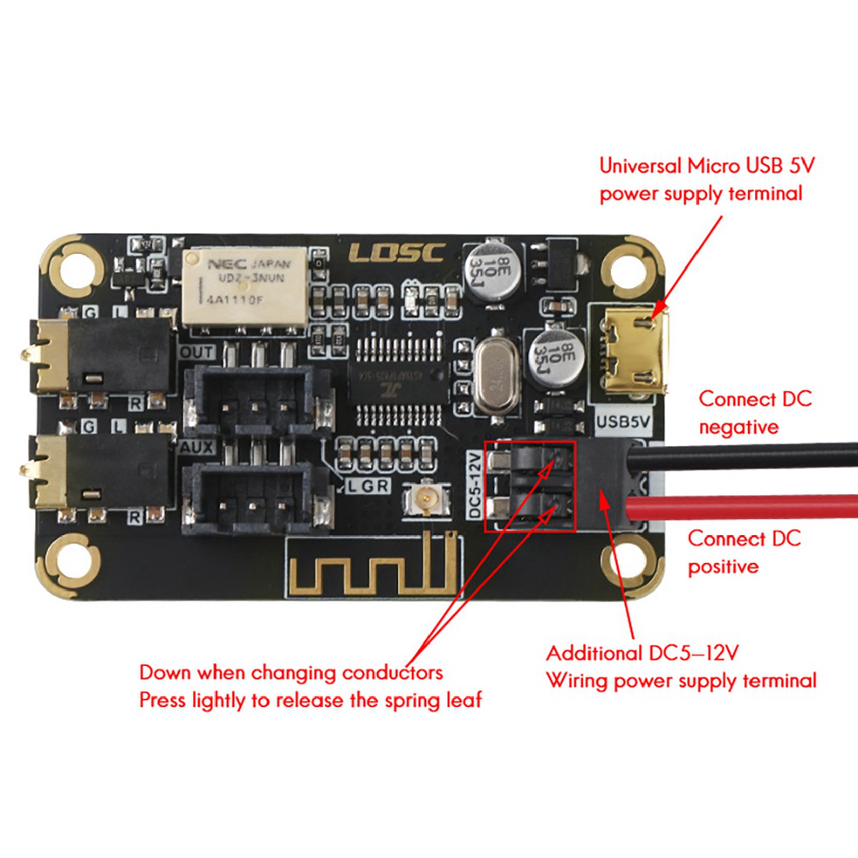 LQSC TDA7850 2.1 Channel Power Amplifier Board 2X80W with Bluetooth Decoder Board. 