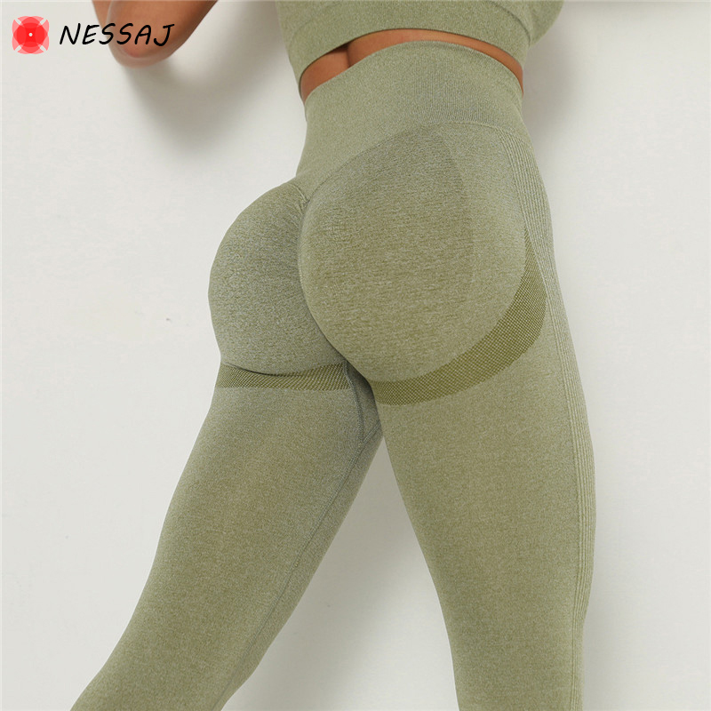 Active Pants Solid Seamless Yoga Women Running Leggings Grid High