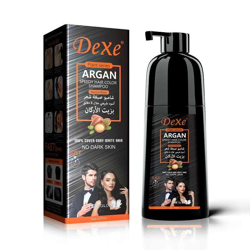 Dexe Argan Speedy Hair Color Shampoo Natural Black 420ml (UK) Daraz