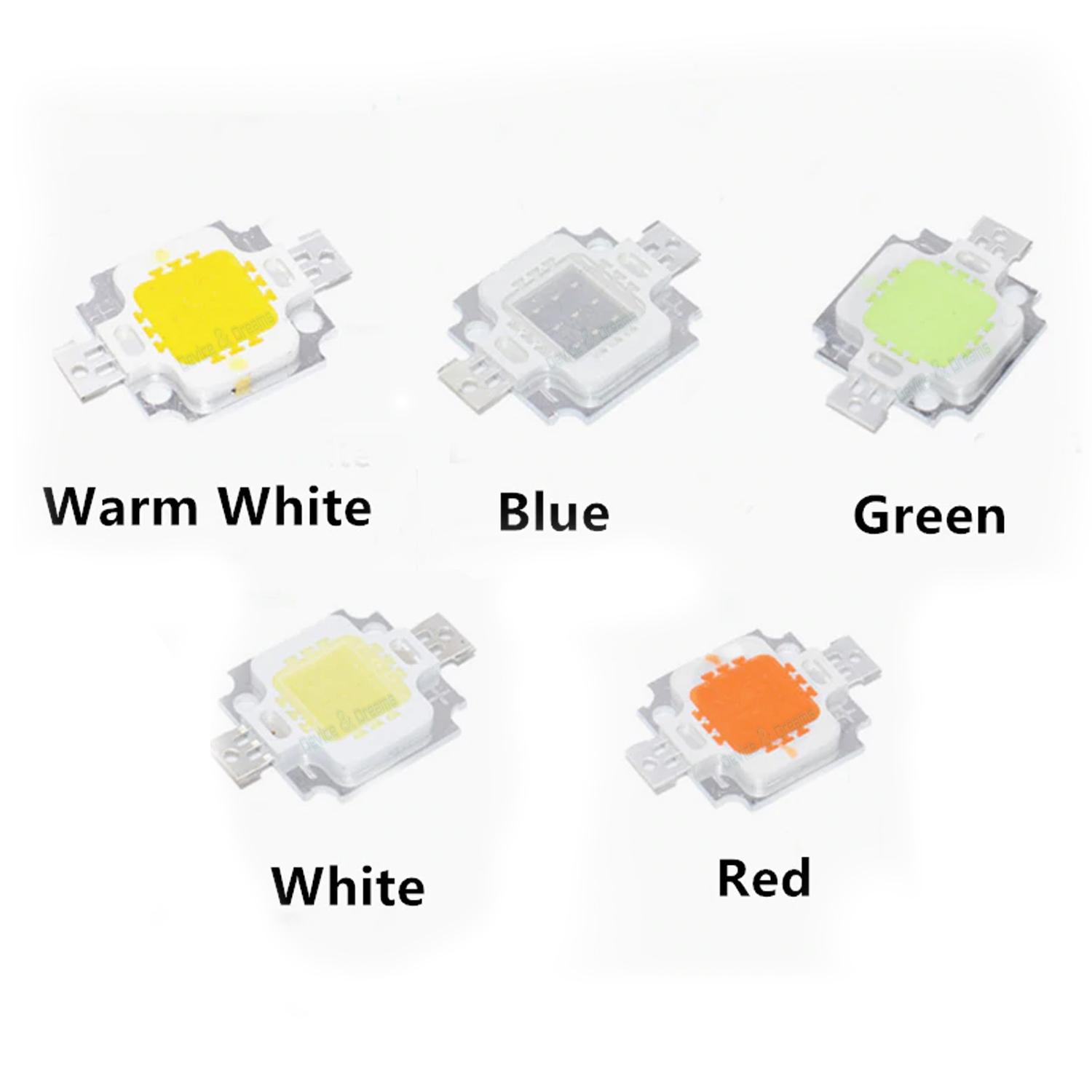 12V 10W Integrated High Power LED Chip White, Warm, Red, Green, Blue (5 Types 5 Pieces) - Light - Light - Light. 