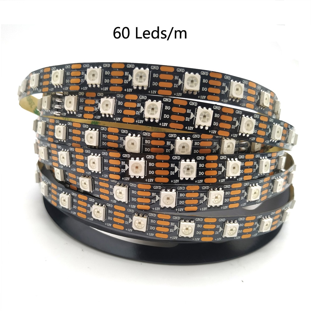 12V WS2815 LED Strip Lights WS2812B WS2813 Updated Individually Addressable LED Dual- 30/60/144 Leds/m-Black PCB-1m 30 IP30--. 