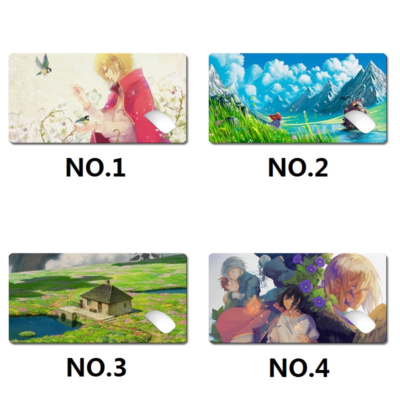 H&L Anime Howl's Moving Castle Patterned Mouse Pad Computer Keyboard Anti-Slip Pad Desk Decoration Pad. 