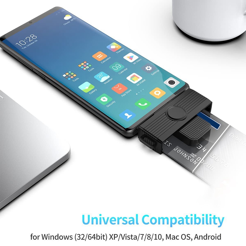 Smart Card Reader Smart Card/SIM/ID/CAC Card Smart Card Reader Adapter For Android Phones PC Computer. 