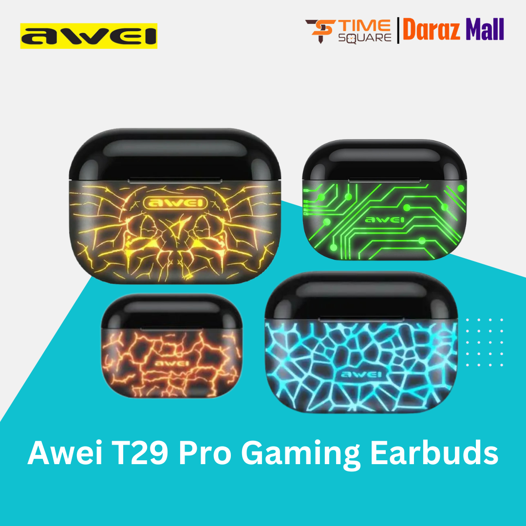 Awei T29 Pro True Wireless Games Earbuds With Dynamic Color Changing Charging Case