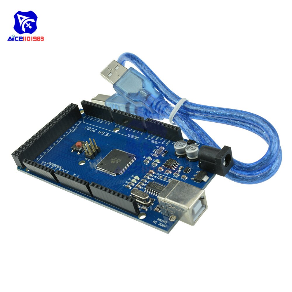 【happy one】Mega 2560 R3 Mega2560 REV3 Atmega2560-16AU CH340G Driver Board Module 5V 16MHz 256KB Memory with USB Type B Cable for Arduino. 