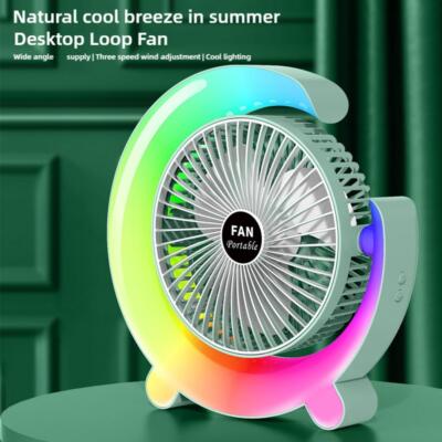 Portable Desk Fan with LED Light Cooling Fan | MNK SHOP. 