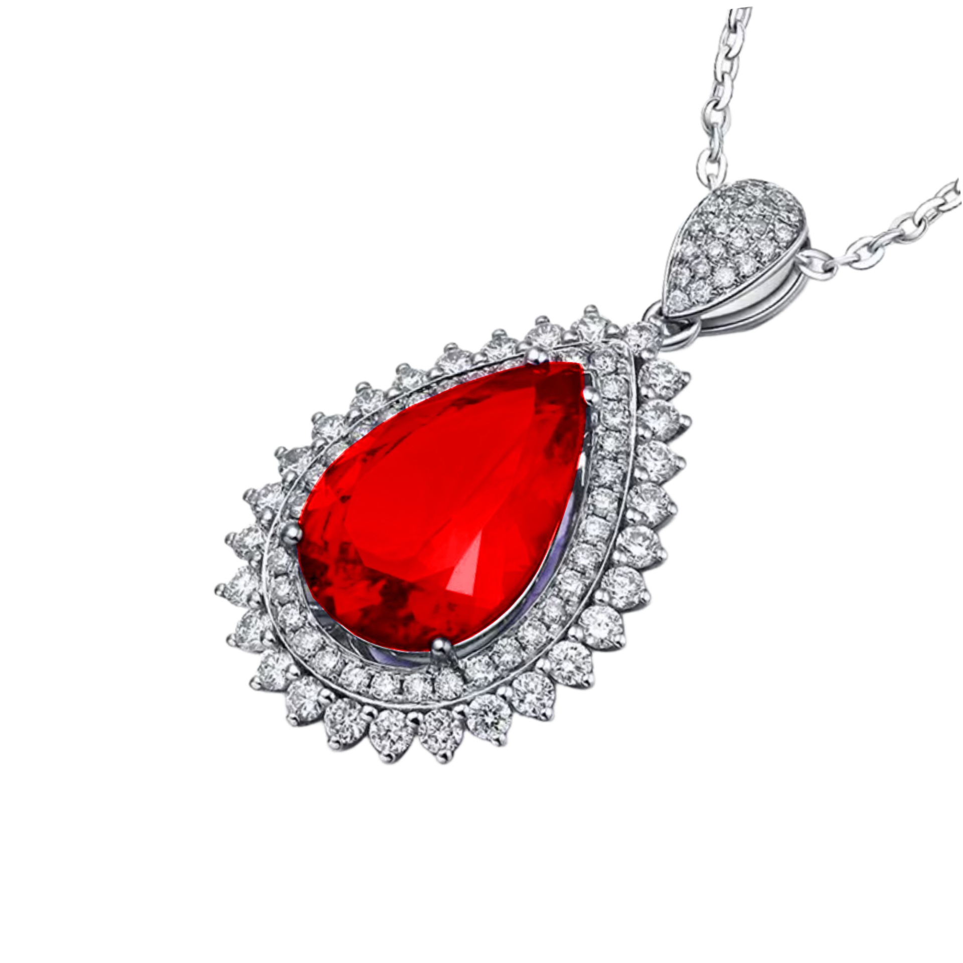 Douyin live sparkling luxury pear-shaped pendant inlaid tanzanite high carbon diamond ruby pendant clavicle chain. 