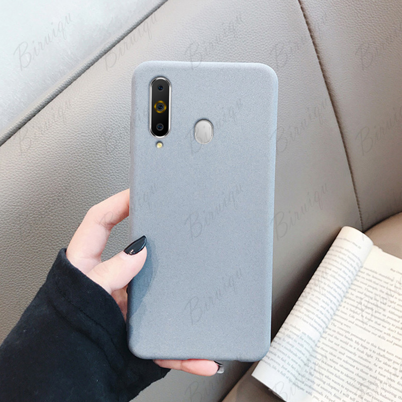 Tokifu For Samsung Galaxy M40 Back Cover Matte Simple Solid Color Soft Silicone TPU Case +Lanyard. 