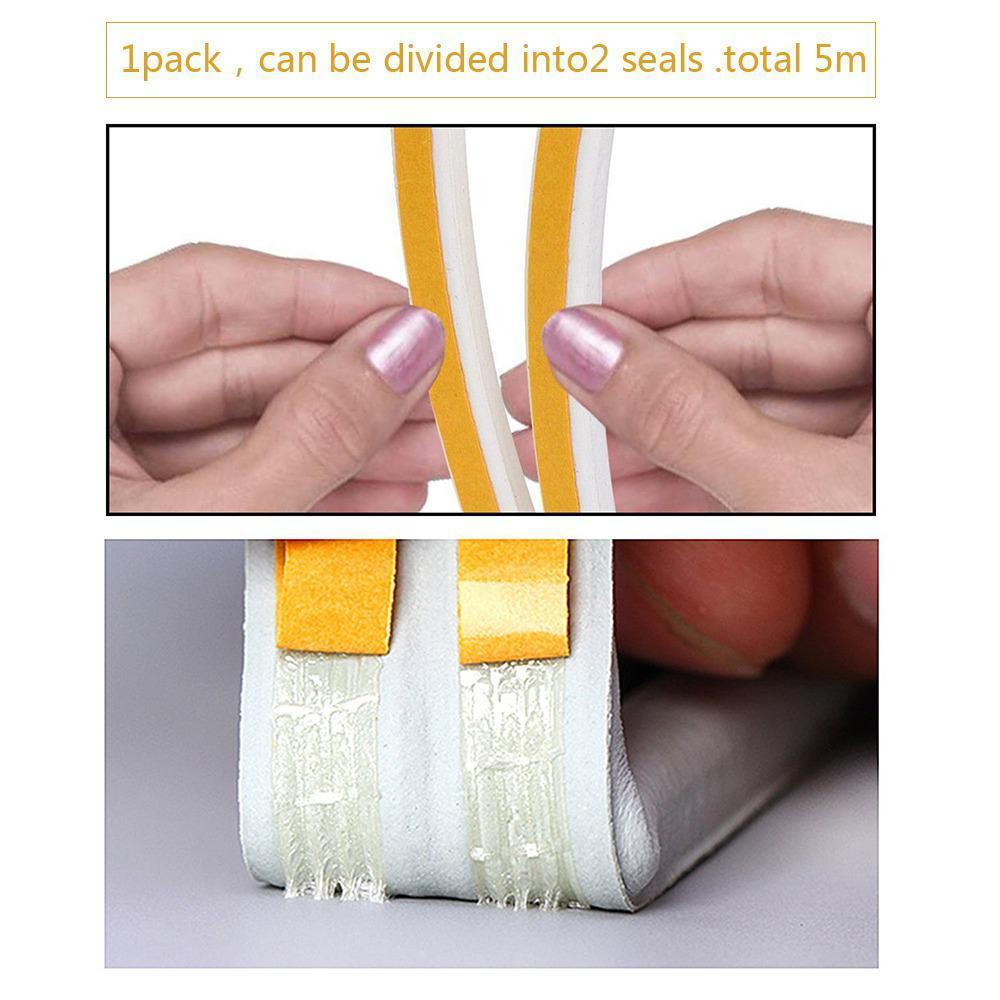 Door Weather Stripping Self-adhesive Seal Strip for Doors Windows Winter Cars Frame Side Draft Stopper, Soundproofing Anti-collision Weatherstrip Gap Blocker D Type 16Ft 2 Pack. 