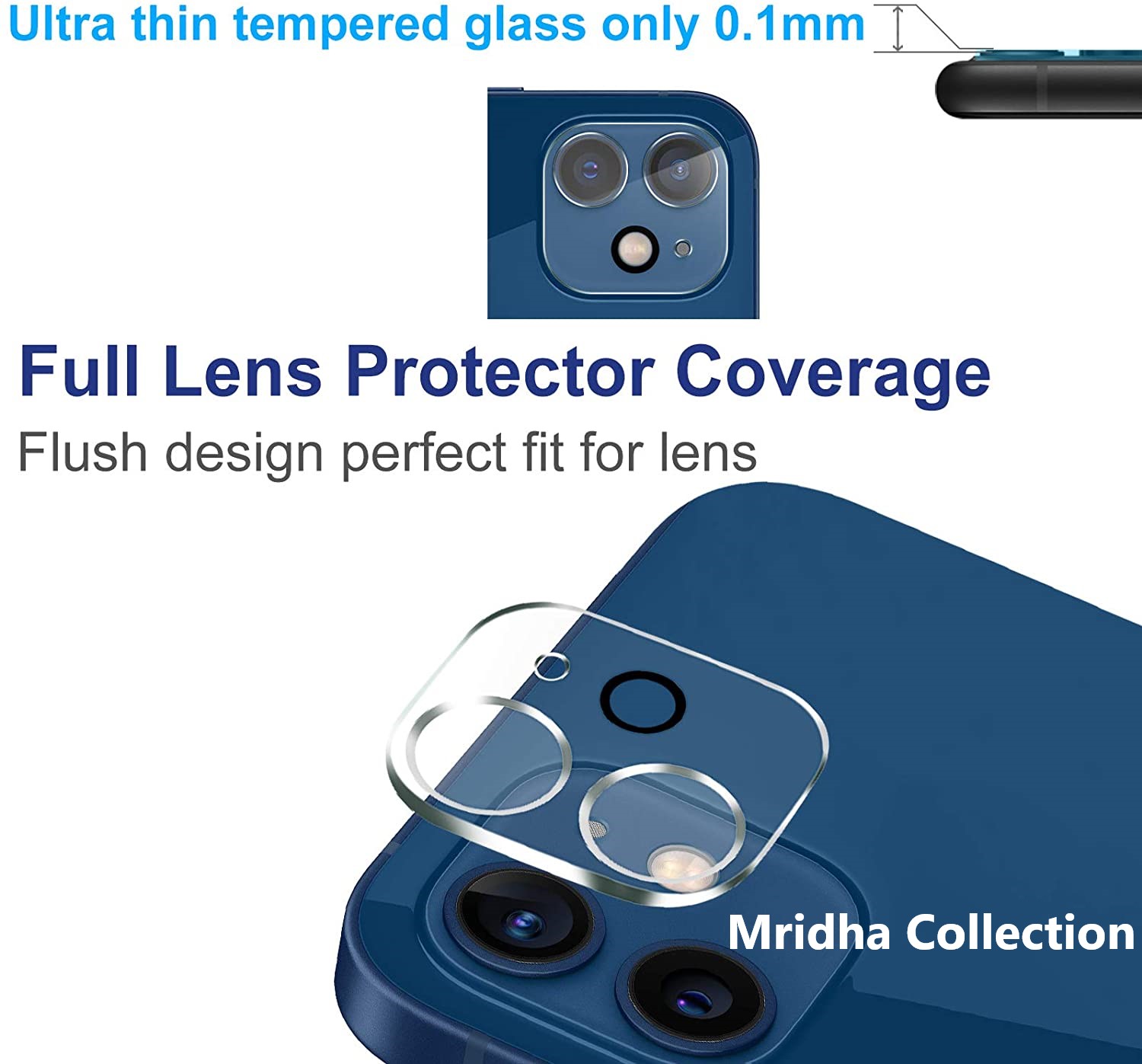 Apple iPhone 12 Mini Back Camera Lens Screen Protector Rear Camera Lens Screen Protector , Upgraded HD, Clear Scratch Resistant Tempered Glass. 