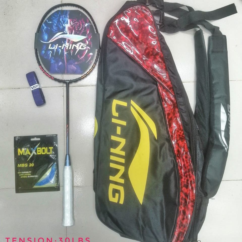 Li-Ning AXFORCE 30lbs Professional Badminton Racket with string and grip free