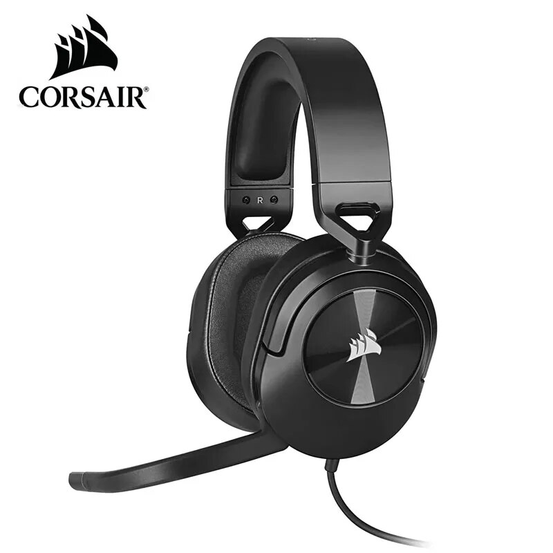 Corsair HS55 Surround Gaming Headset, Leatherette Memory Foam Ear Pads, Dolby Audio 7.1 Surround Sound on PC and Mac,Black/White. 