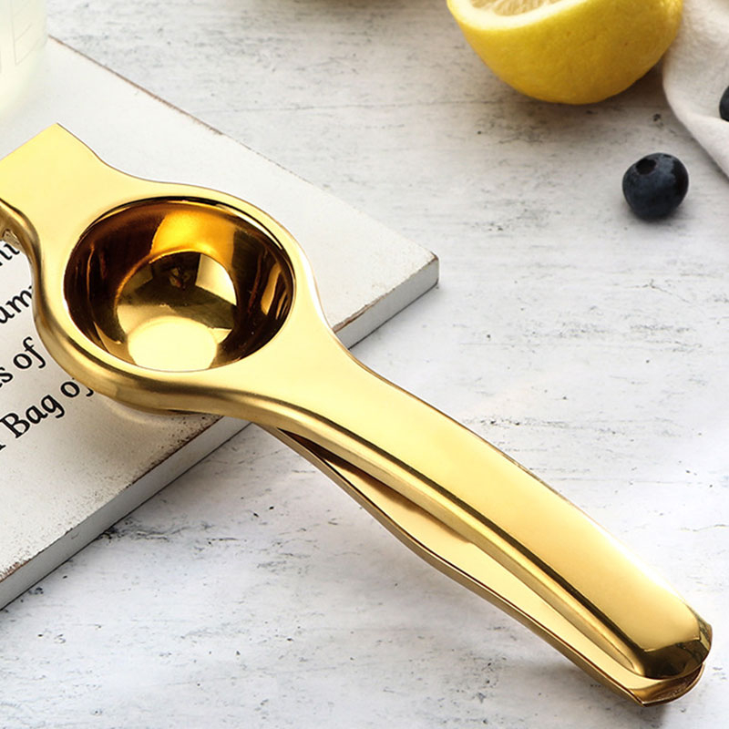 Manual Lemon Juicer Stainless Steel Juicer Press Citrus Handle Lime Squeezer Tool, Gold - gold. 