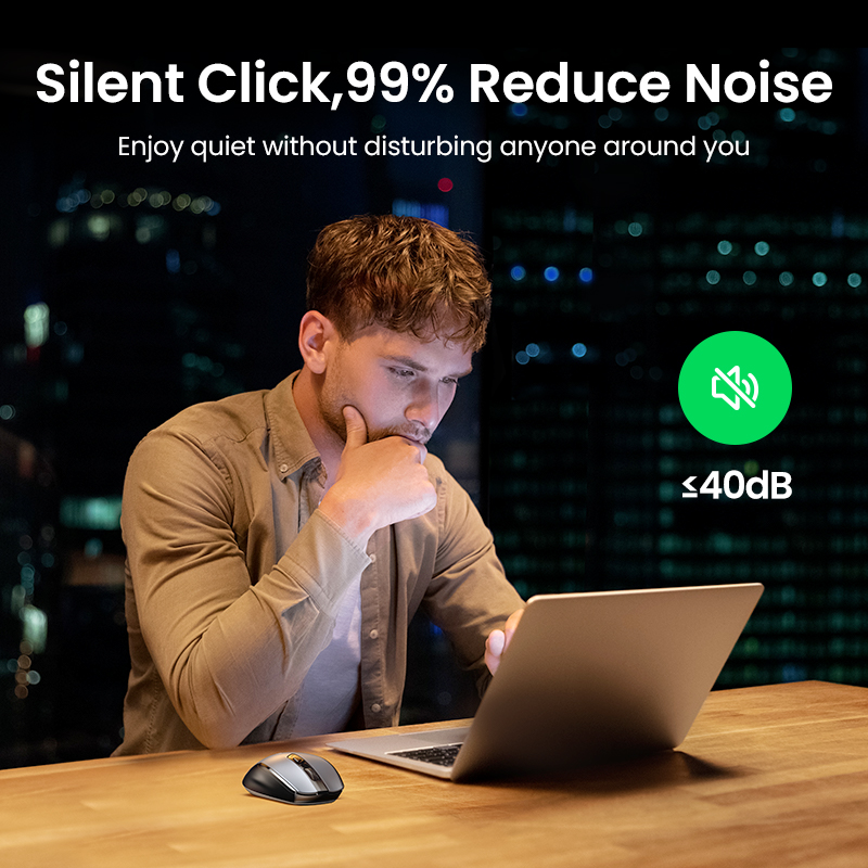 UGREEN Wireless Mouse, 5 Adjustable DPI 6 Buttons Mouse with USB Receiver, 2.4G Ergonomic Silent Wireless Mice for Laptop Windows Mac PC. 