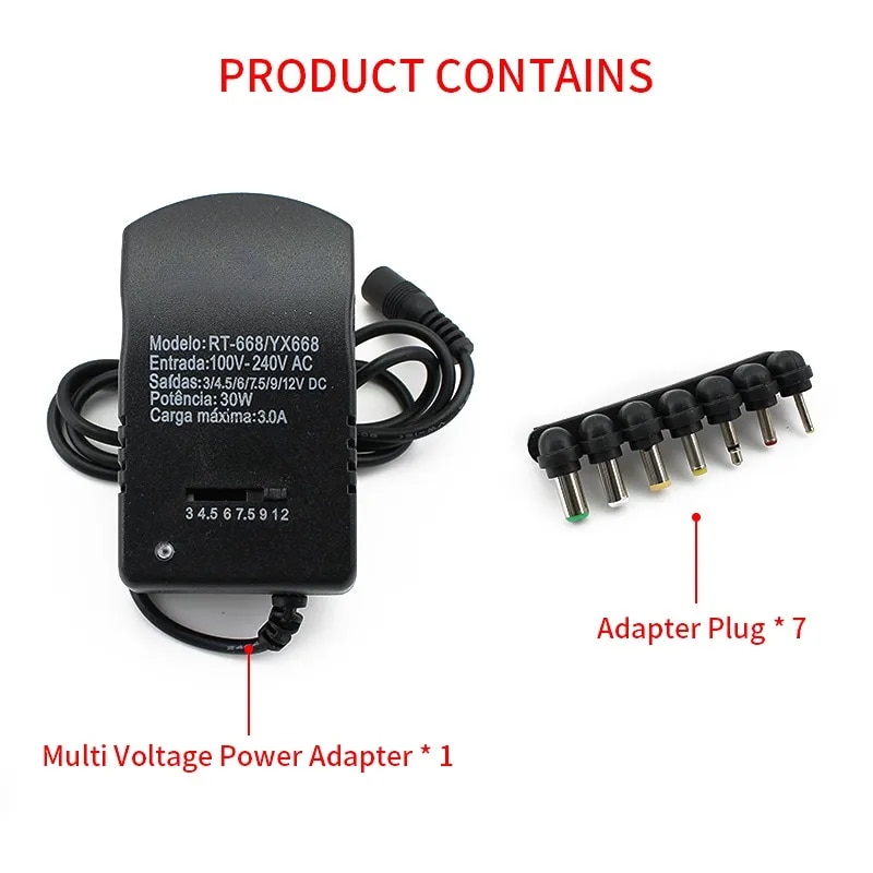 Adjustable Adapter Power Supply Charger Multi Voltage AC 220V TO DC 3V 4.5V 6V 7.5V 9V 12V EU US Converter Adapter Plug 7 30W. 