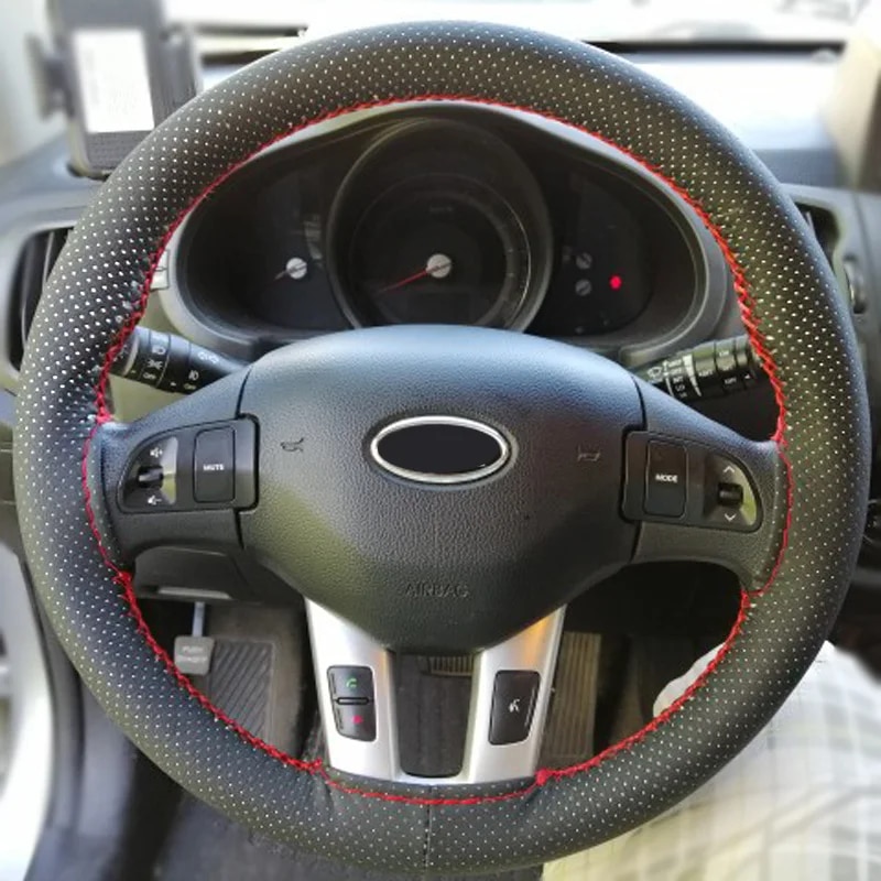 【Lejia】DIY Car Steering Wheel Cover PU for Car Trucks Mini Automotive with Needles Thread 38cm Interior Accessory