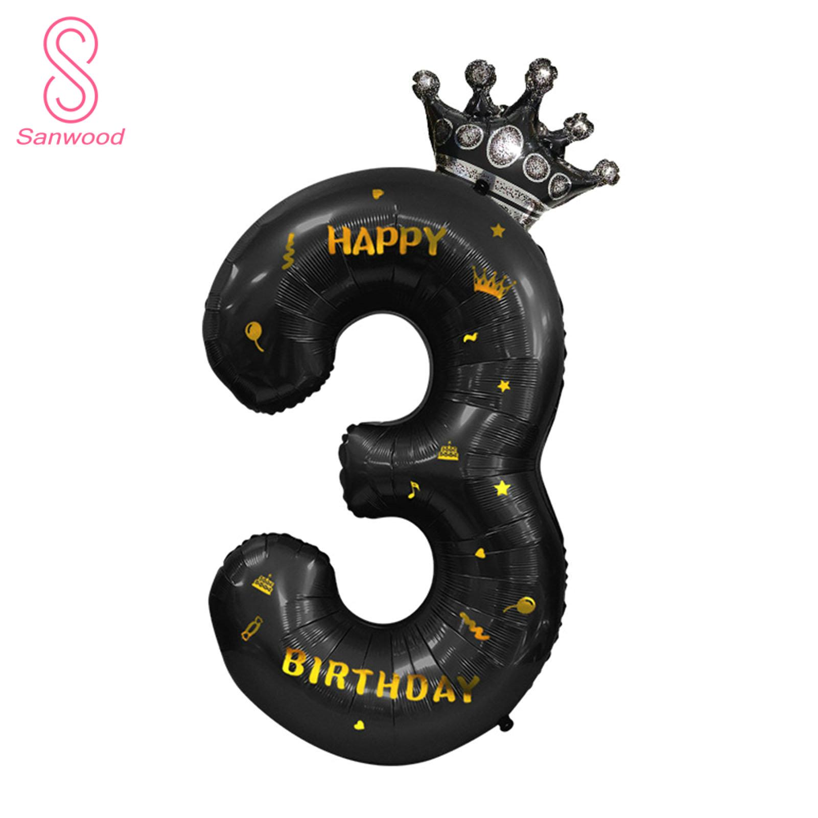 Number Balloon Large 40 Inch Black Crown Number Balloons for Baby Shower Wedding Birthday Party Crown Foil Balloon