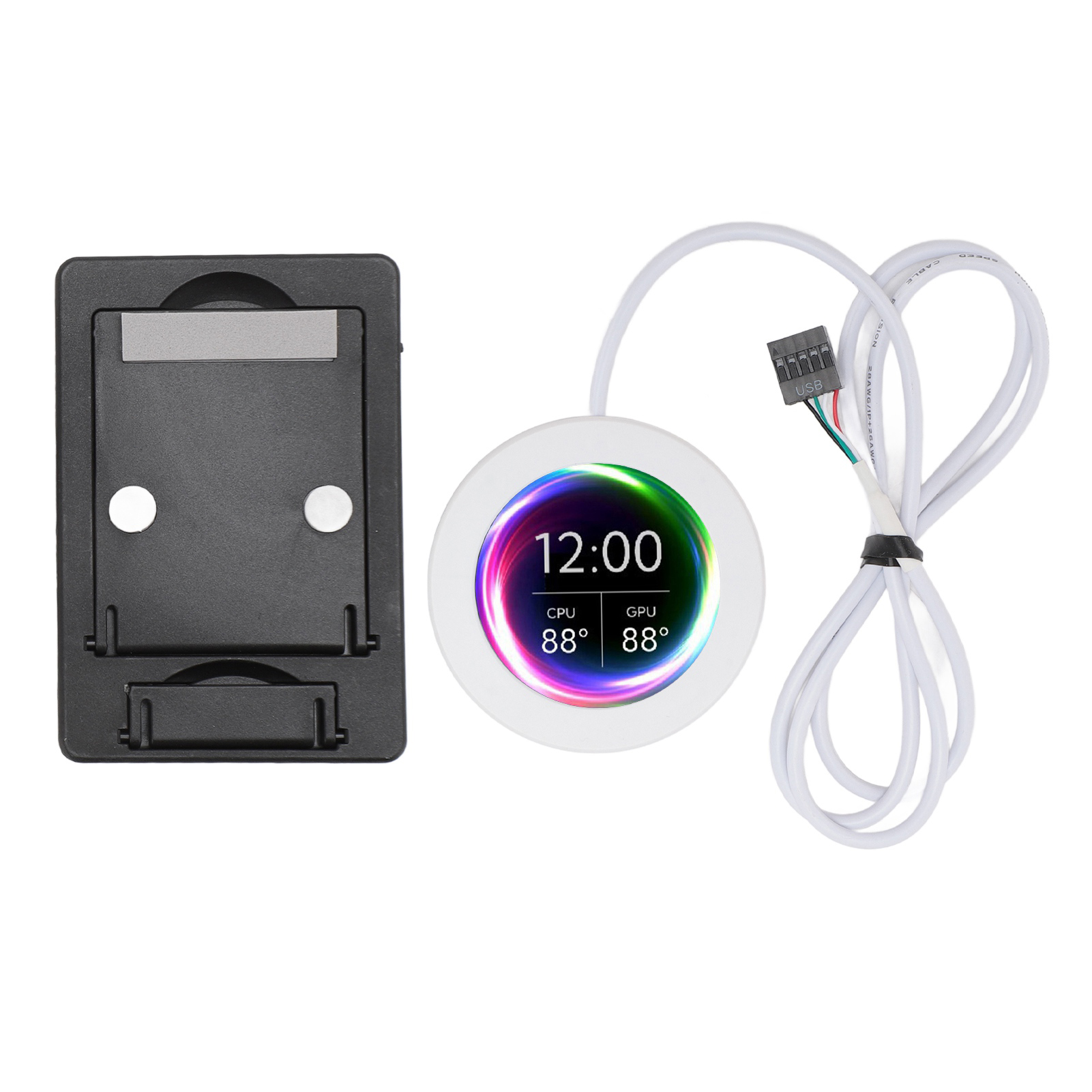2.1 Inch AIO Computer Temp Monitor CPU Cooler LCD Display Upgrade Kit for Water Cooling Systems PC Sensor Panel for AIDA64 White. 