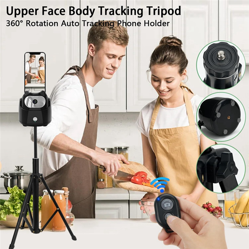 Automatic Face Tracking Gimbal Mobile Phone Holder 360° Rotation AI Face Recognition Phone Tripod for Vlog Video White. 