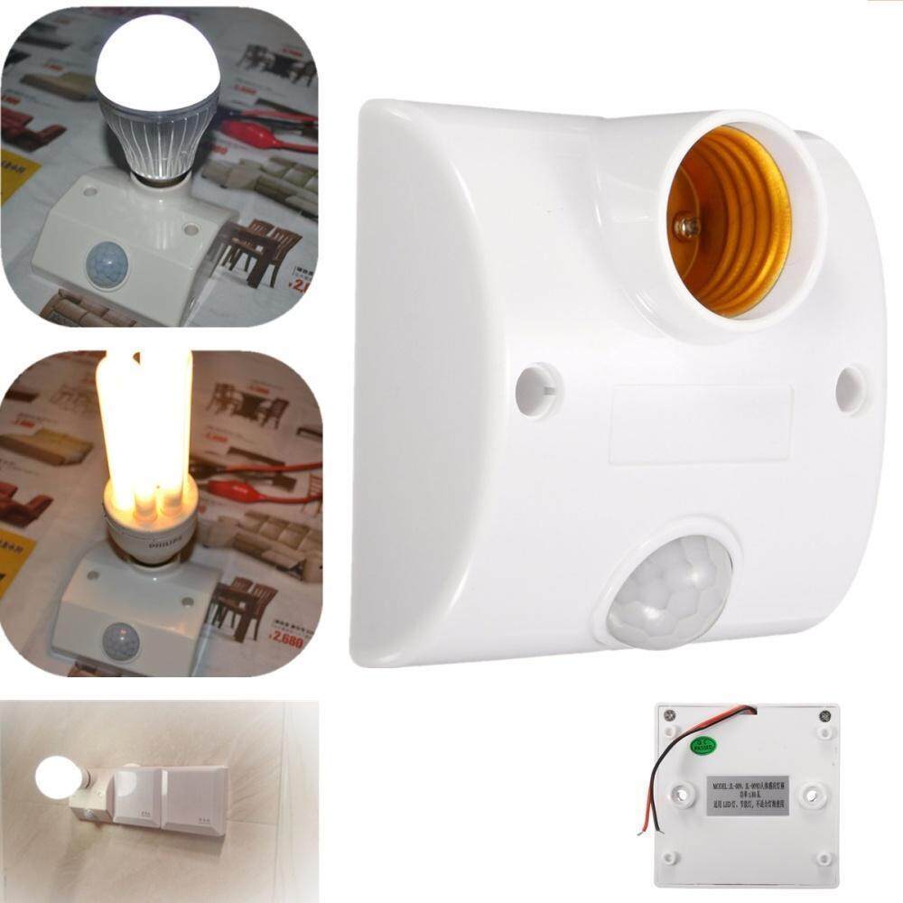 Light Sensor Socket Motion Sensor E27 Lamp Holder Pir Sensor E27 Outdoor Wall Light Bulb Socket Auto on Off Lights Lamps Infrared Smart E27 Lamp BaseT. 