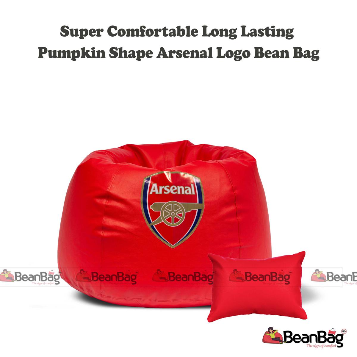 Bean Bag BD- XXL Size Round Shape with Arsenal Logo_Red Color Bean Bag Single_ Bean Bag & Pillow_Premium Quality