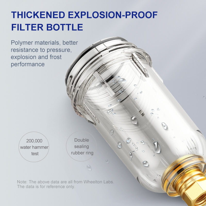 WHEELTON Auto-Rotated Flush Pre-Filter Backwash Spin Down Sediment Double-sided Scraper Whole House Filter System 1/2 3/4 1“. 