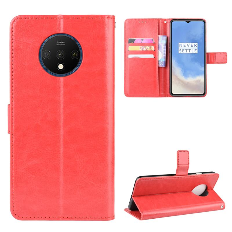 For OnePlus 7T Vintage Leather Magnetic Buckle Flip Cover Case