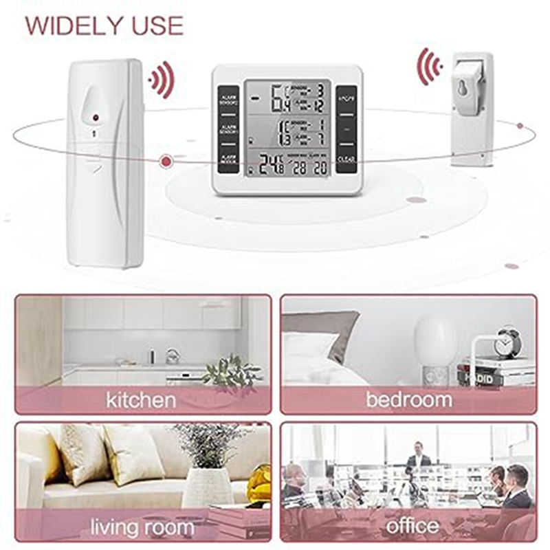 Wireless Refrigerator Thermometer Digital Freezer Thermometer Temperature Monitor with 2 Sensors for Indoor Outdoor Easy to Use. 