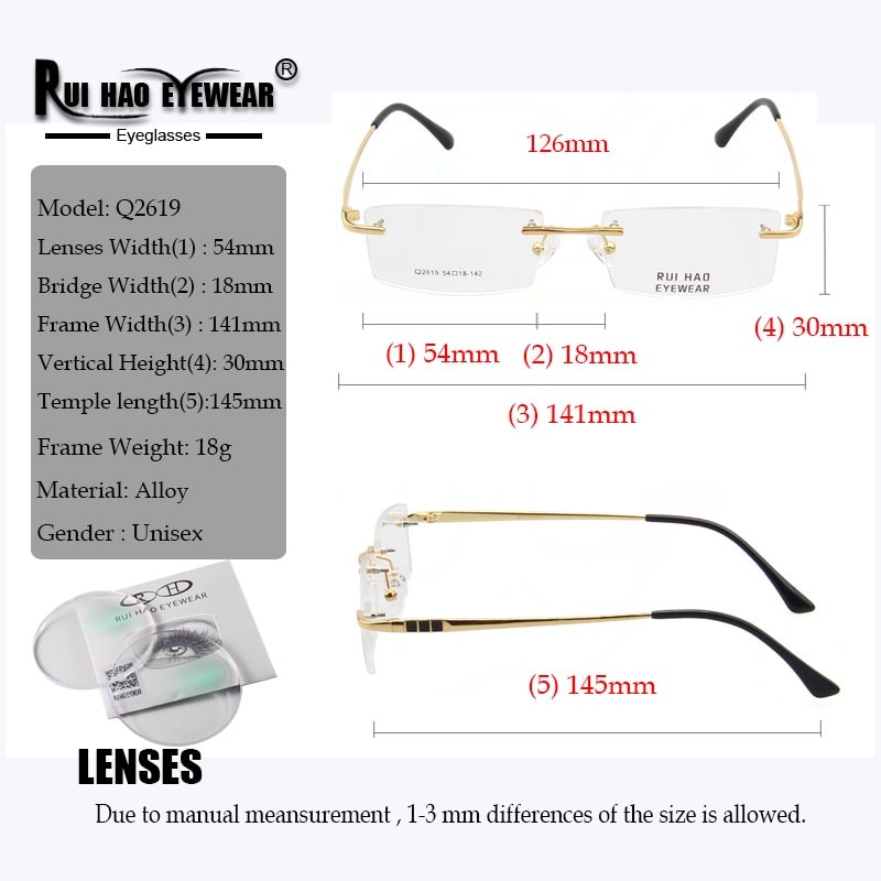 yopia rescription Eyeglasses mize esin Lenses lasses rogressie Spectacles ni imless lasses Frame 2619. 